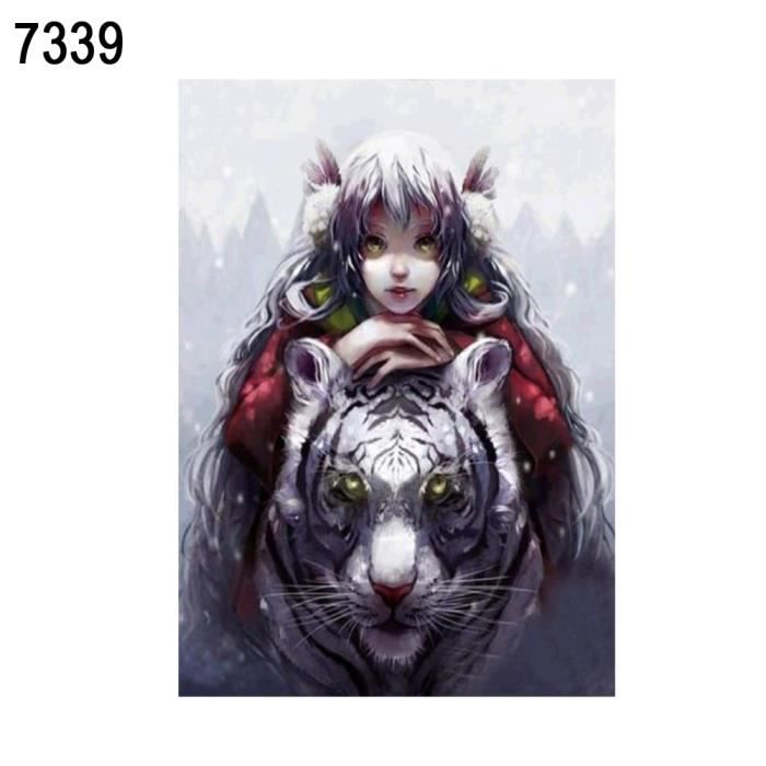 Fille Et Tigre Diy 5d Peinture De Diamants Partielle Point De Croix Decor De Chambre 7339 Achat Vente Objet Decoration Murale Cdiscount