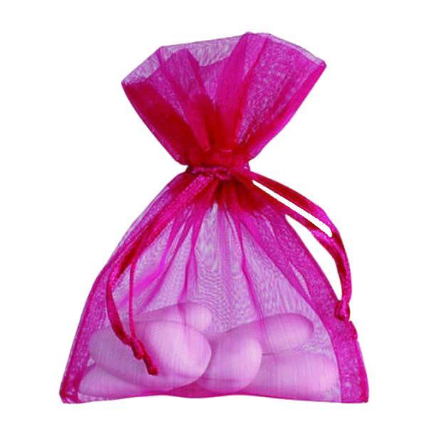 Sac de 10 sachets Organza pour dragées Fuschia