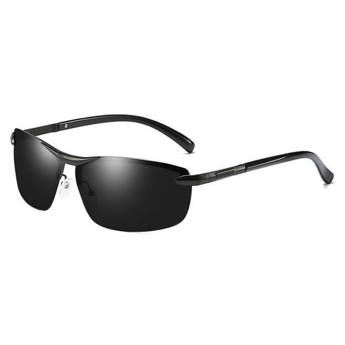 SHARPHY Lunettes de soleil homme métal polarisées cadre irrégulier noir cool conduire pêcher alpinisme voyage Anti-UV