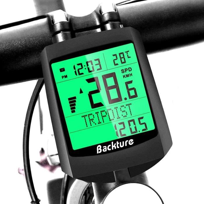 Homoto Ordinateur de velo sans fil Affichage LED IP65 etanche Compteur kilometrique Compteur de vitesse16 Cdiscount Sport
