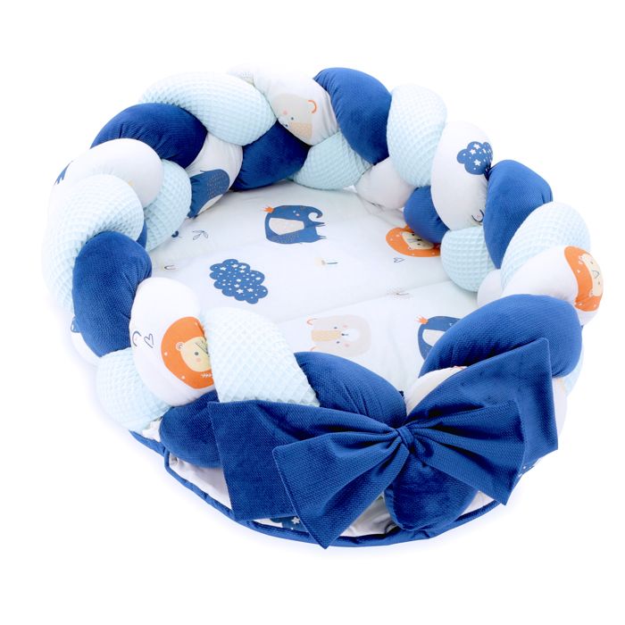 Nid Bébé Nouveau-Né 75x45cm - Nid Câlin Double Face Avec Oreiller Tresse - Rose Sauvage