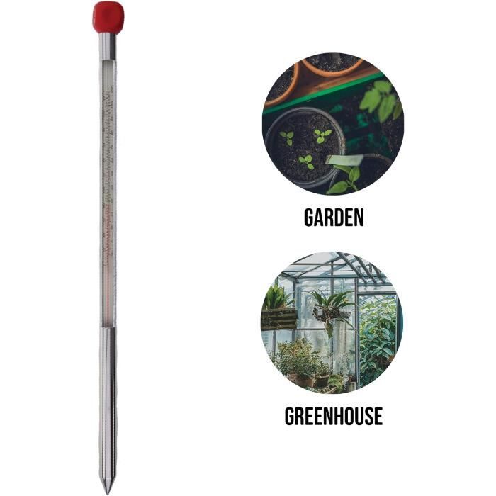 Thermomètre De Sol – Sonde 32 Cm – Plage -10 à 110 °C – Jardin, Pelouse, Plantes – Sans Pile – Vert