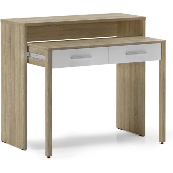 Bureau Extensible - TRAHOO - Console Studio - Bois Résistant - Chêne ...