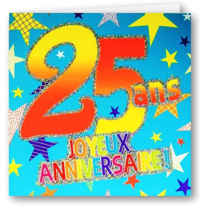 Carte Anniversaire 25 Ans Format Carnet 15X15 Avec Texte Encre Carte Anniversaire 25 Ans Format Carnet 15X15 Avec Texte Encre