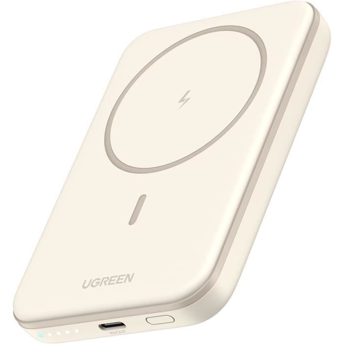 Batterie externe - UGREEN - 5000 mAh - Compatible MagSafe - Crème