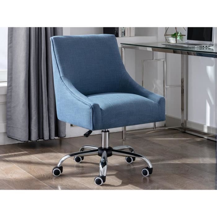 chaise de bureau - tissu - bleu - hauteur réglable - wondio