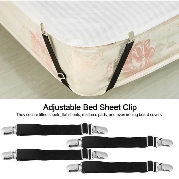 Lot De 4 Attaches Anti-Glisse Pour Drap Housse - Élastiques De Coin Pour Matelas - Blanc - Convient Toutes Tailles