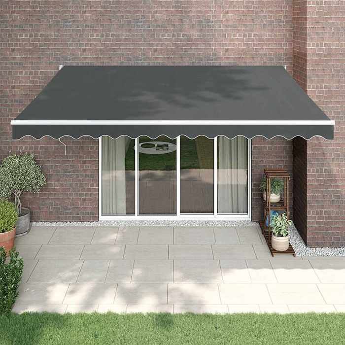Auvent rétractable automatique et poteaux 3,5x2,5 m Bleu blanc - Auvent
