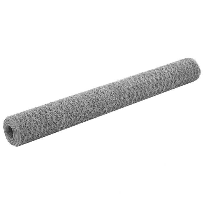 Vidaxl Grillage Acier Galvanisé 25x1 2 m Hexagonal Argenté Clôture de Jardin 143320