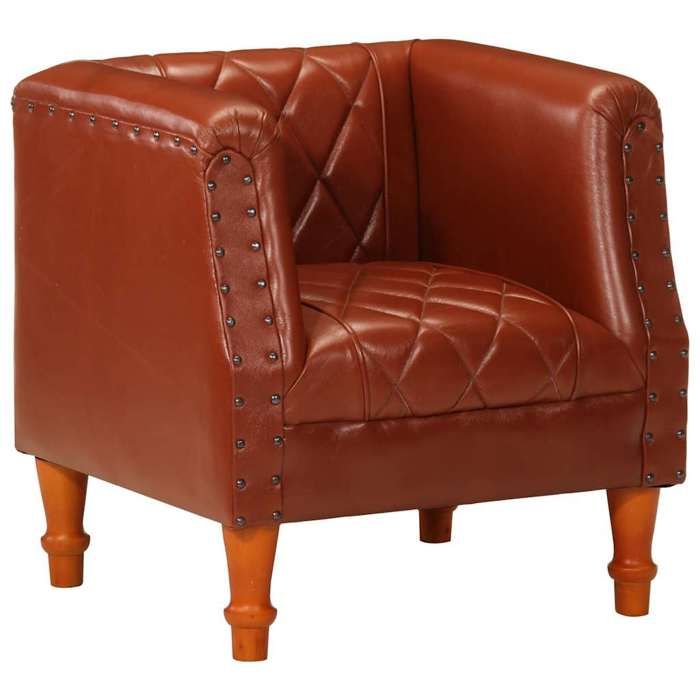 vidaXL Fauteuil de Salon Meuble de Salle de Séjour Fauteuil de Chambre à Coucher Bureau Maison Intérieur Marron Cuir 286616
