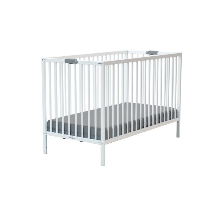 Lit Pliant bébé en bois 60 x 120 cm - WEBABY - Blanc - Gris - Cdiscount  Puériculture & Eveil bébé