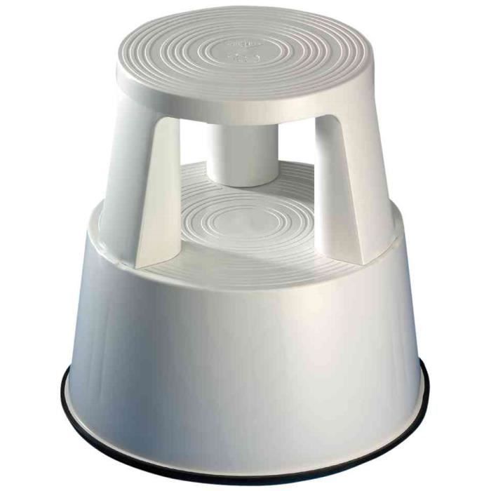 Tabouret marche pied en plastique gris RAL 701 - WEDO - recyclable - 3 roulettes pivotantes sur ressorts