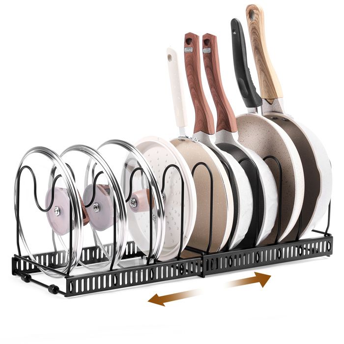 Support de rangement pour casseroles- Parfait pour organiser les couvercles  et les poêles en acier chromé - Noir - Cdiscount Maison