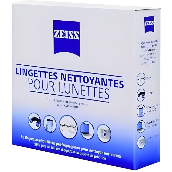 Zeiss Lingettes Nettoyantes pour Lunettes 30 lingettes - Cdiscount Au  quotidien
