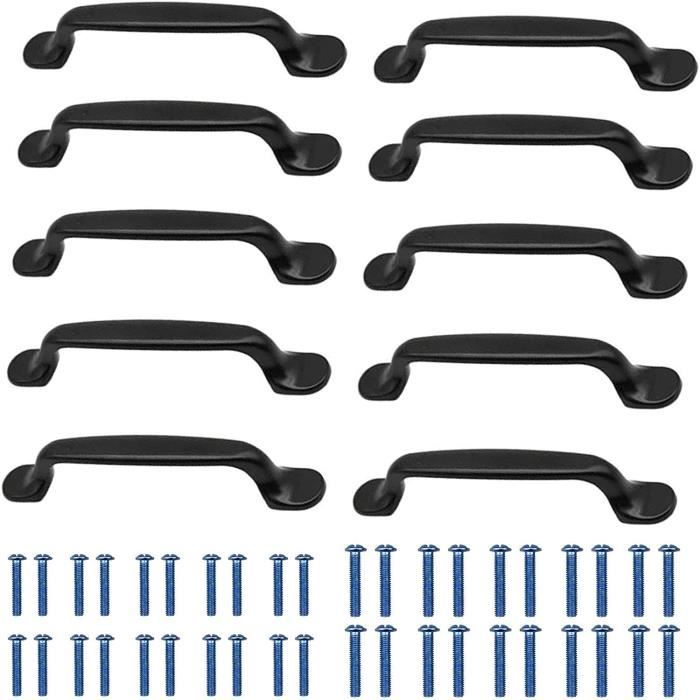 Lot De 10 Poignées D'armoire En Marbre Blanc Et Zinc - Finition Polie 10 Pouces