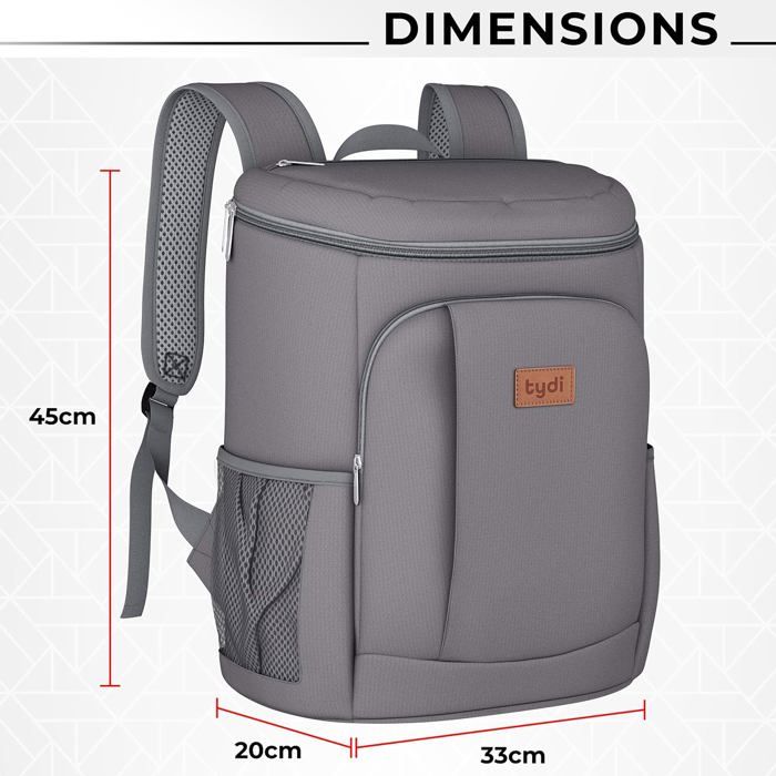 Sac à Dos Isotherme 30L Double Compartiment – Imperméable, Isolation PEVA, Idéal Pique-Nique Camping, Noir, Léger Et Ergonomique