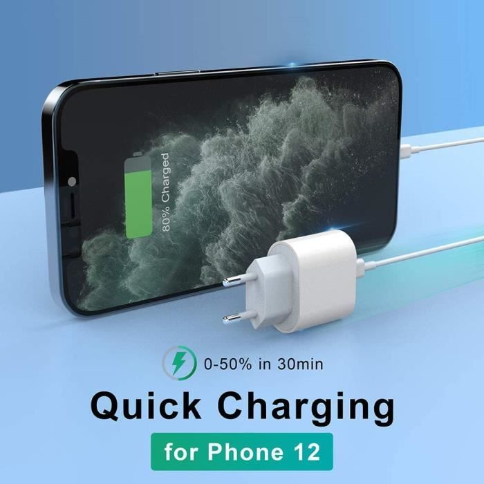 Chargeur original pour iPhone Lightning 1 mètre + Chargeur rapide 20W -  Reswipe