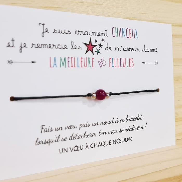 Un Voeu à Chaque Noeud Cadeau Demande Marraine Bracelet + Carte