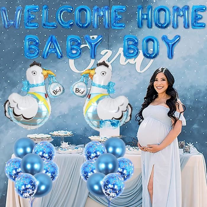 Bienvenue A La Maison Bebe Garcon Decoration Welcome Home Baby Boy Banniere Ballon En Aluminium Confettis Ballon Pour Bebe J11092 Cdiscount Maison