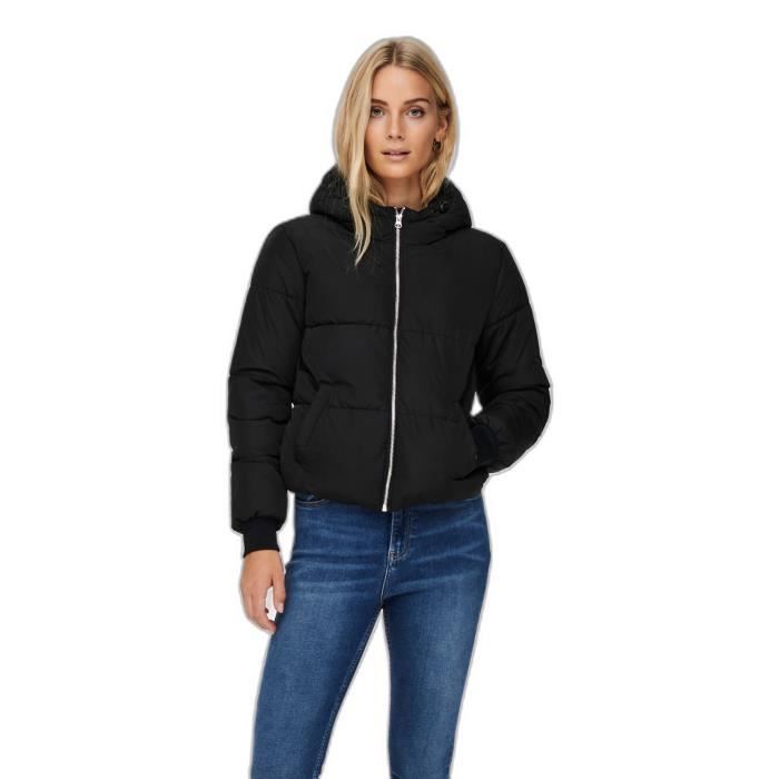 Doudoune courte a capuche femme JDY Newerica black Black Cdiscount Pret a Porter