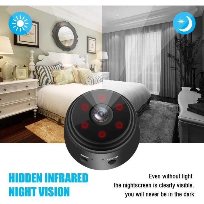 Mini Caméra Espion WiFi 1080P - Détection Mouvement, Vision Nocturne - Pour Surveillance Bébé, Maison, Animaux