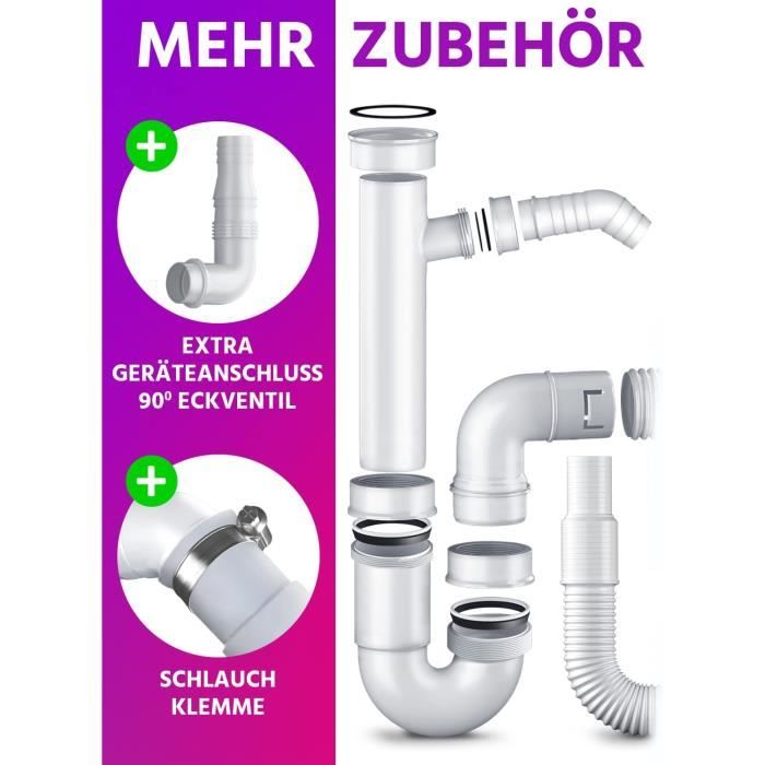 Profil Bas 1 1/2 P Siphon Flexible Baignoire Douche Tuyau De Vidange Plat Sur Pied Drain Pour