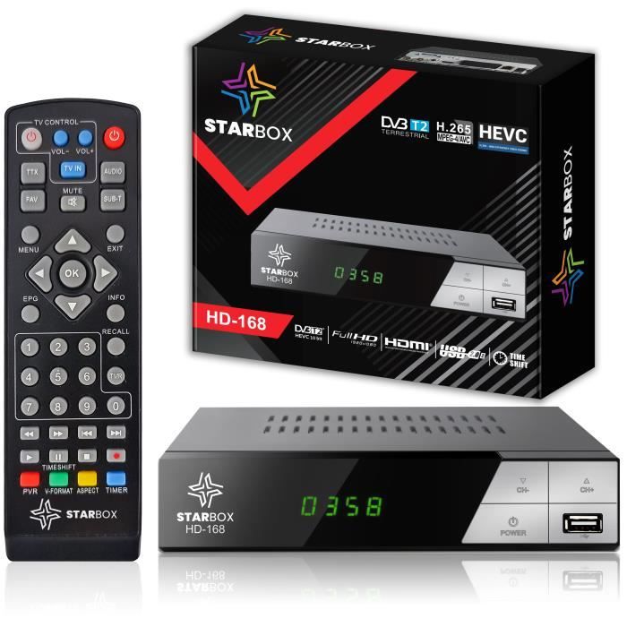 Décodeur TNT HD Romicta DVB-T2/C - 1080P H.265, WiFi, PVR, YouTube, Télécommande 2 En 1