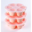 BEABA Multiportions en silicone de qualité premium, résistance thermique, couvercle hermétique, Fabriqué en Italie, 6x150 ml rose-2