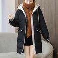 Manteau Femme Pardessus chaud d'hiver à capuche zippé poche plus épaisse Outwear Noir-2