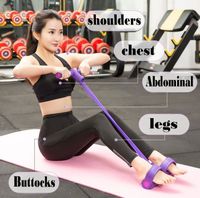 Tireur à Pédale Avec Bandes élastiques - 4 Tubes Pour Abdos, Bras, Jambes - Fitness Maison Unisexe - Rose Ou Bleu