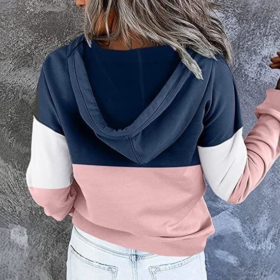 Sweat a Capuche Femme Chaud Epais en Color Block Hoodie Lache Chic Elegant elegant Decontractee Sweatshirt Rose Cdiscount Pret a Porter