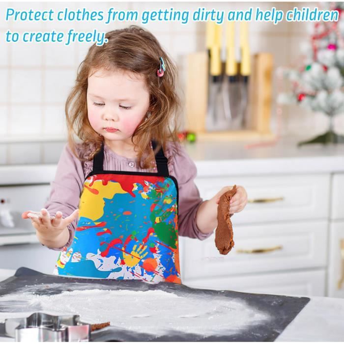 Tablier Peinture Enfant Ntwdby – Imperméable Avec Manches Et Grande Poche – 6-12 Ans, Taille 73 Cm – Polyester/PVC – Cadeau Anniversaire