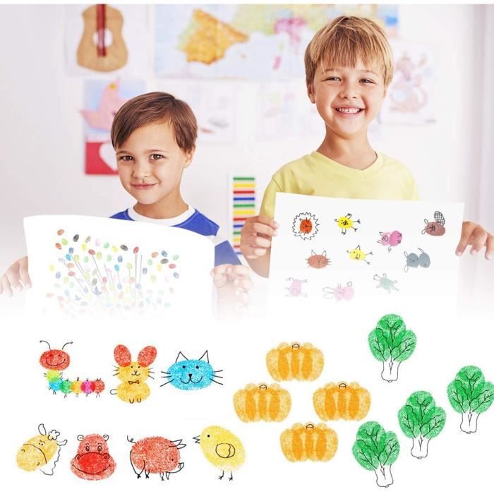 KUBDPQOR Tampon encreur, 36 couleurs, tampon encreur de 24 cm pour empreintes de bébé, 36 couleurs vives, peinture lavable pour enfants, tampon encreur d'empreintes digitales pour scrapbooking, album