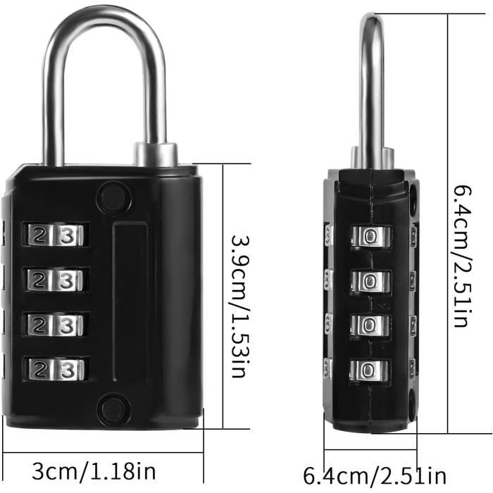 Yolistar 4 x Cadenas de sécurité + 4 x Etiquettes Bagages - Cadenas de  sécurité Combinaison Voyage Valise Bagages Code de Sac Lock