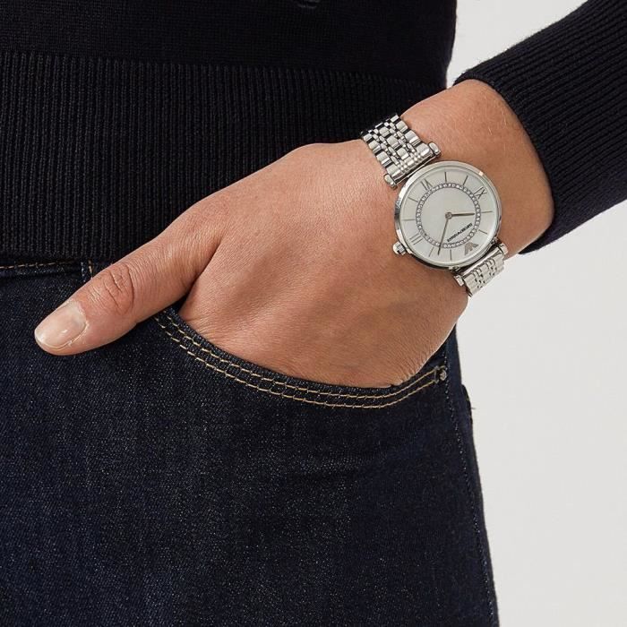 Montre Bracelet EMPORIO ARMANI Montre pour femme en acier inoxydable avec cristaux nacre retro ar1908 A324H