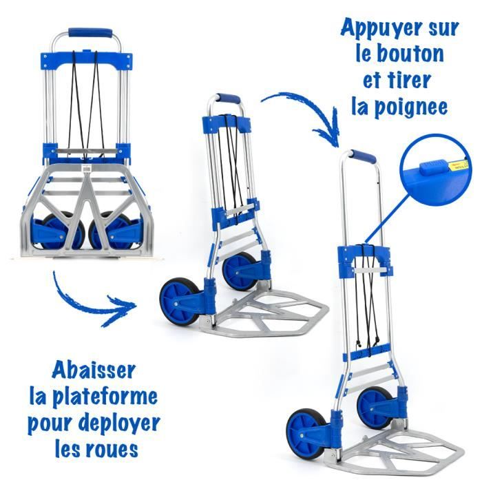 MASKO® Diable Pliant 80 kg Capacité de Charge 3x3 Roues 2 Cordes Expander Gants Poignée Réglable MASKO® Diable Pliant 80 kg Capacité de Charge 3x3 Roues 2 Cordes Expander Gants Poignée Réglable