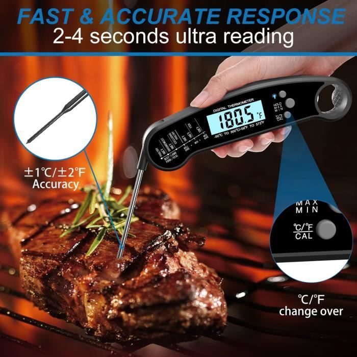 Thermomètre à viande numérique à lecture instantanée avec sonde
