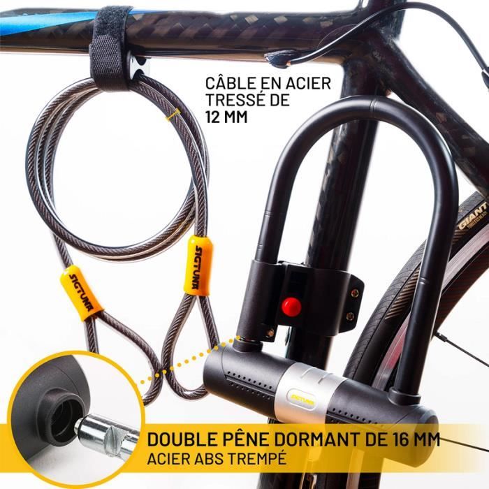 Câble Antivol Vélo avec Support De Montage, Étanche, Arceau en Acier Très  Solide, pour Vélo Électrique VTT Trottinette Échelle[529] - Cdiscount Sport