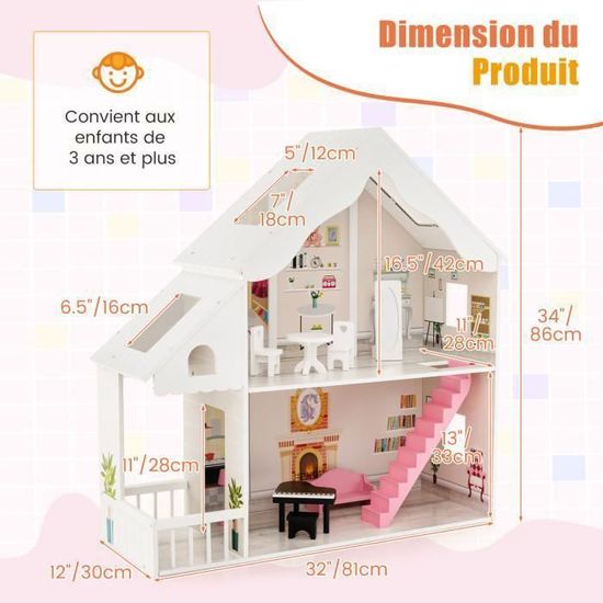 Mini Chaise à Bascule En Bois Pour Maison De Poupée – Accessoire 1:12 Blanc, Corde De Chanvre, Déco Miniature