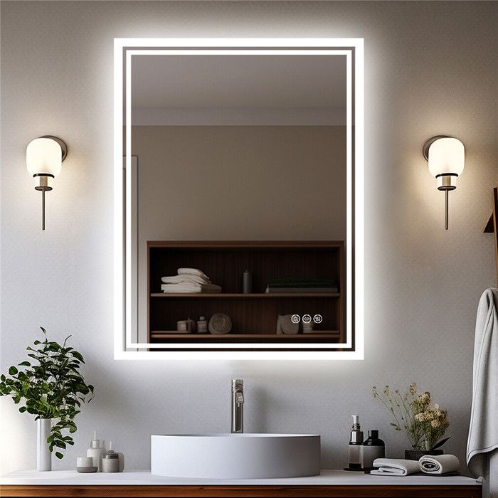 Miroir mural avec lumières LED 40x100 cm verre rectangulaire | Leroy Merlin