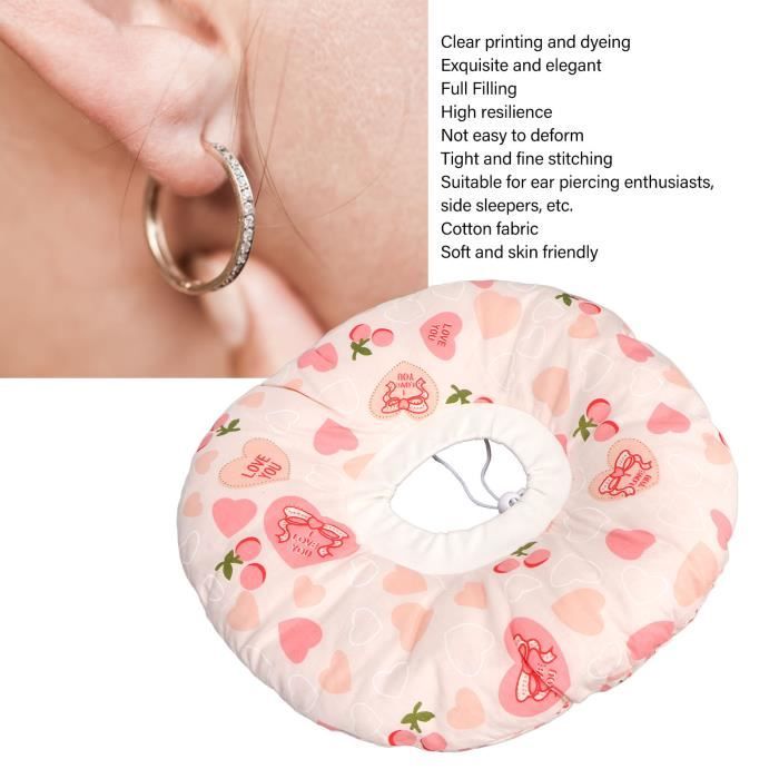 Oreiller de sommeil latéral perçant Piercing oreiller soutien tête  résilience coton oreille forme de coeur rose 98666 - Cdiscount Maison