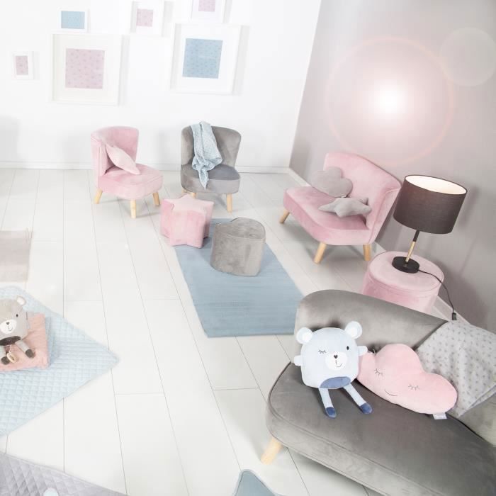 Roba Pouf Cœur En Velours Lil Sofa - Tabouret Doux Et Confortable Pour Chambre Enfant - Bleu Clair