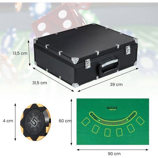 Maletín De Póker Maverick – Set De 300 Fichas De 11,5 G, 2 Barajas De 54 Cartas Y Dados, Ideal Para Texas Hold'em 300 Fichas 11.5g Maletín De Póker Maverick – Set De 300 Fichas De 11,5 G, 2 Barajas De 54 Cartas Y Dados, Ideal Para Texas Hold'em 300 Fichas 11.5g