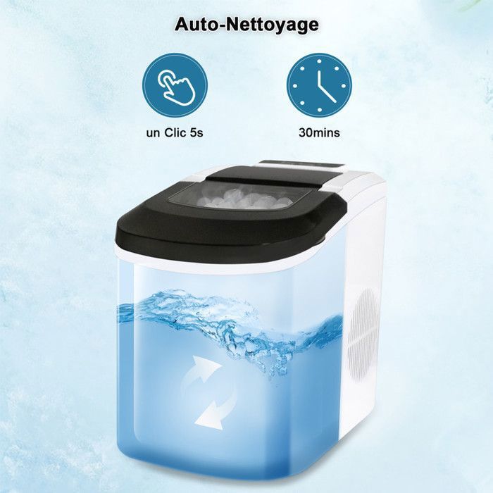 Machine Sous Vide Professionnel Machine à Glaçons Silencieuse FZF - Production 12kg/24h, 9 Glaçons En 6 Min, 2 Tailles - Compacte, Autonettoyante, Pour Maison/bar (noir