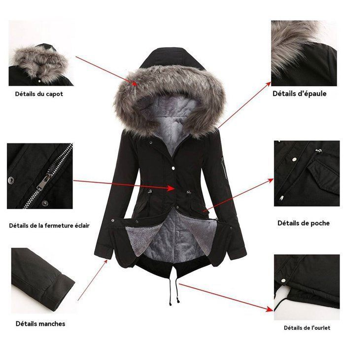 Gilet Sans Manche Capuche Femme - Long, Chaud, Réversible - Taille S à 5XL (100% Polyester) - 12