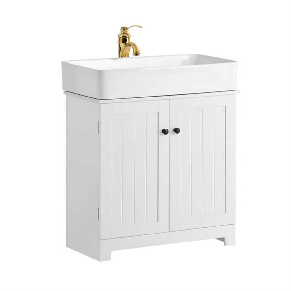 Sobuy Bzr18 W Meuble Sous Lavabo A 2 Etages Et 2 Portes Meuble De