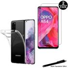 1 Coque de protection Transparente + 2 Verres trempé pour OPPO A54 5G avec Stylet Toproduits®