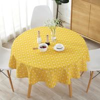 Nappe ronde en tissu coton et lin, nappe décorative anti-fouling et anti-froissement pour table de cuisine (jaune, diamètre 120 cm)