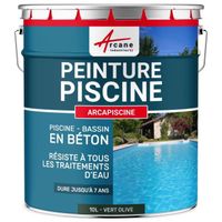 Peinture Piscine Bassin Béton ARCAPISCINE Ciment Décoration Imperméable   Vert olive ral 6003 - 10 L