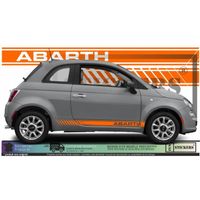 Fiat 500  - ORANGE - Bandes Abarth Bas de caisses   - Tuning Sticker Autocollant Graphic Decals